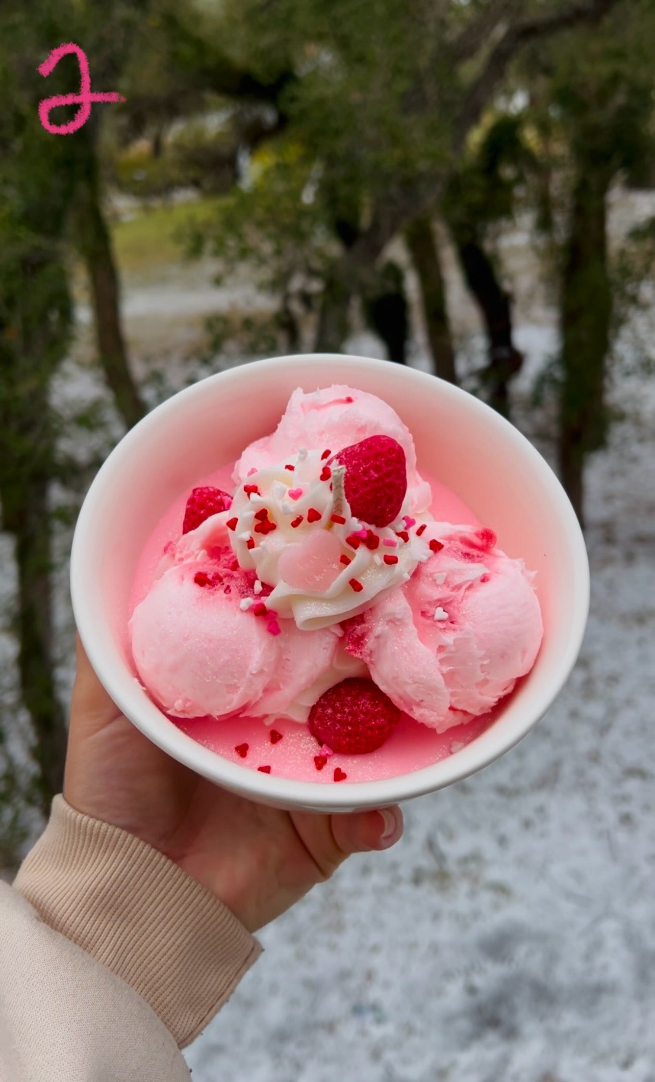 Strawberry icecream candle